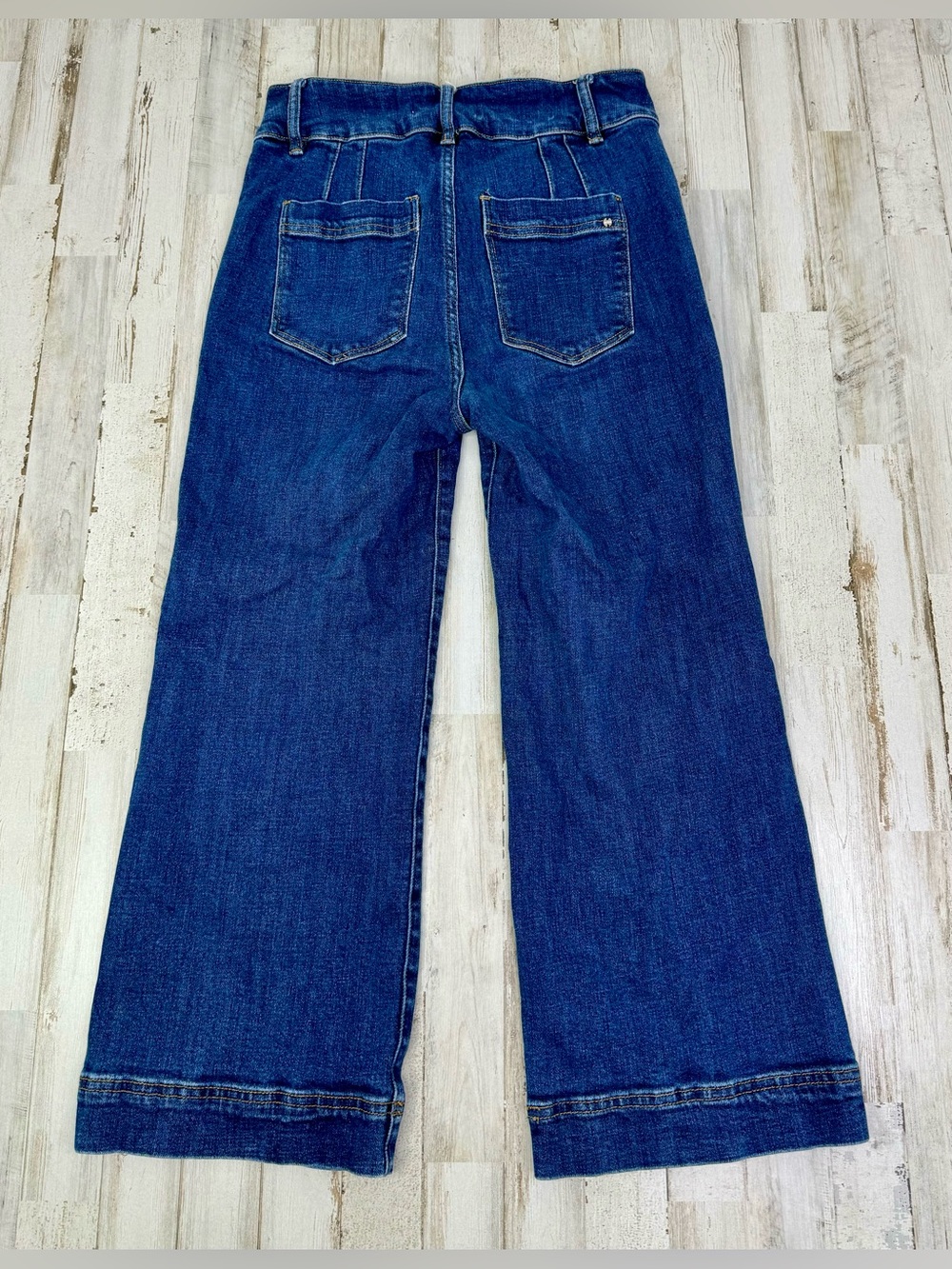 Mica Jeans Women's 29 (28x24) Dark Wash Blue Wide Leg Capri Stretch - Picture 9 of 11